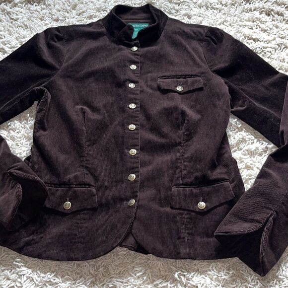 Vintage Ralph Lauren Brown Corduroy Military Style Jacket Large - Picture 3 of 13